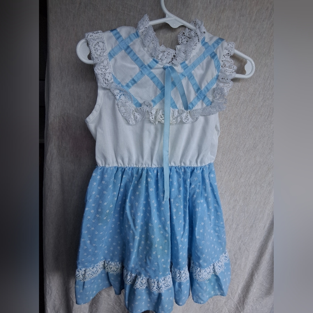 Blue and White Lace Trim Dress Winnie The Pooh Walt Disney Vintage